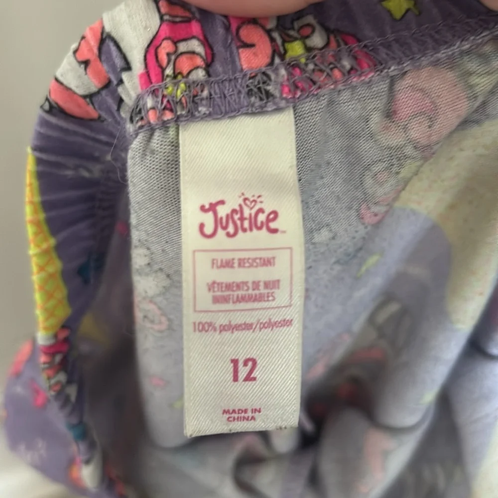 Justice Unicorn Pajama Pants Sz 12 GUC